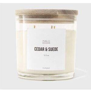 Public Goods Vegan Cedar & Suede Soy Candle 12.3oz with 3 wicks